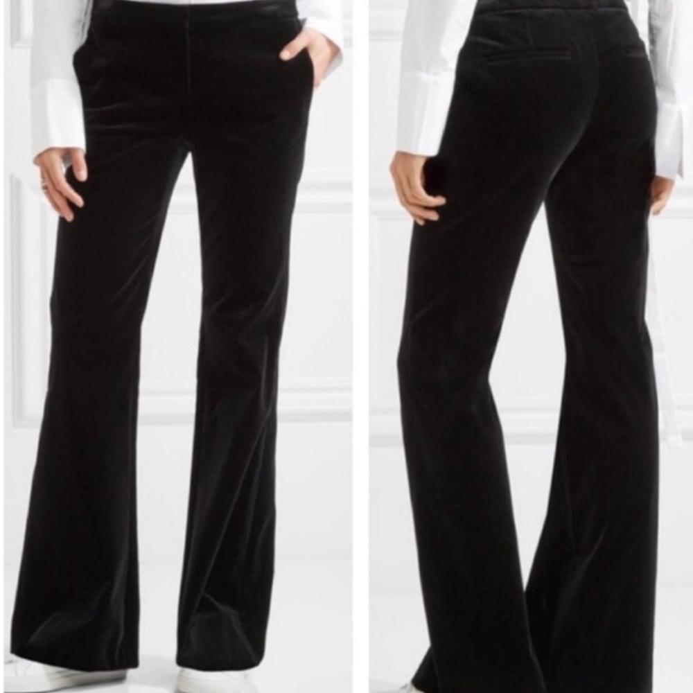 Theory Demitria Black Velvet Mid Flare Pants